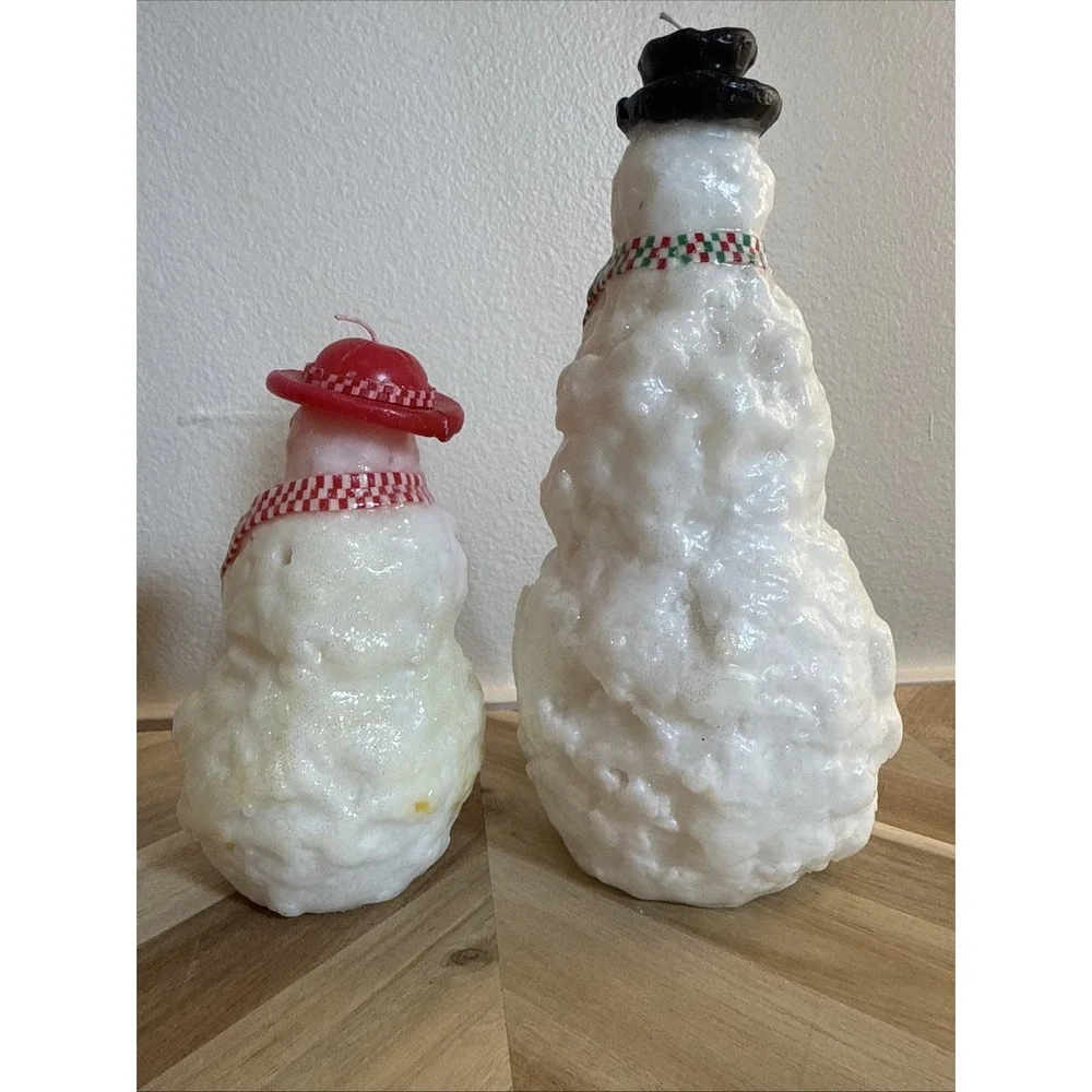 Pair Of VTG 50/60s Snowman Candles XMAS Decor‎ Cottage Core Scandi Unused CUTE